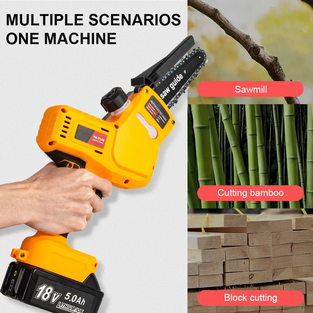 Protable Chain Saw 7118 Electric Chainsaw for Makita 18V Battery 4 inch Cordless Pruning Saw For Woodworking Garden Tools