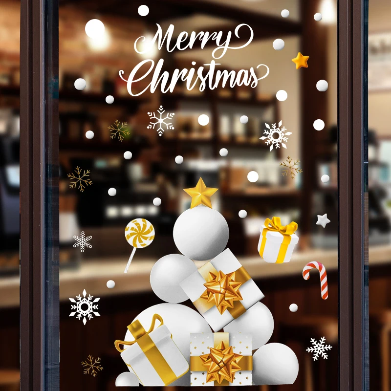 Рождественские статические наклейки на стекло