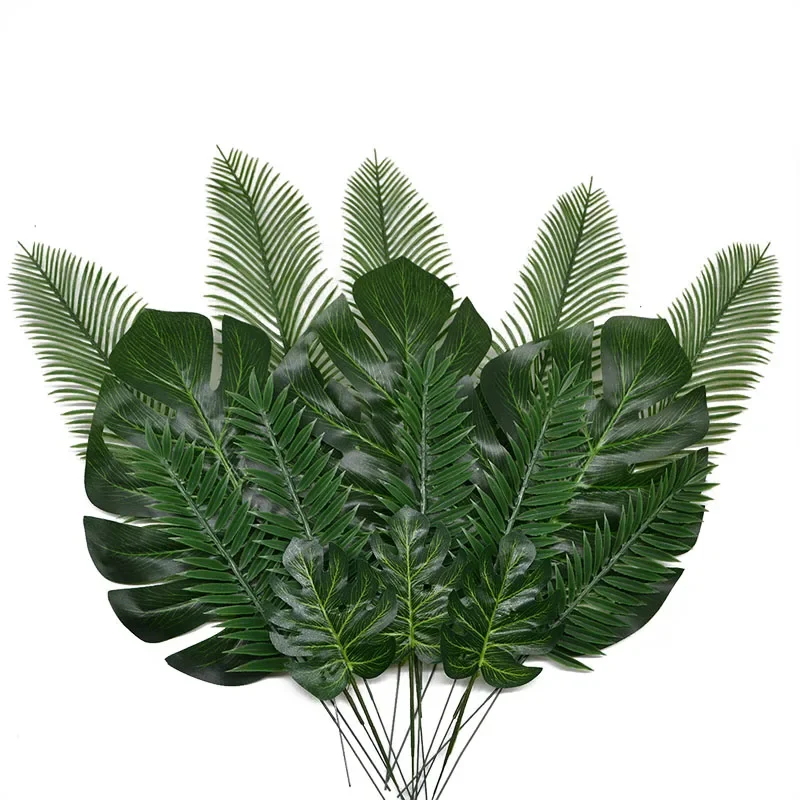 

Artificial Tropical Monstera Palm Leaves - Hawaiian Theme Party Decor, Home Garden Fake Leaves