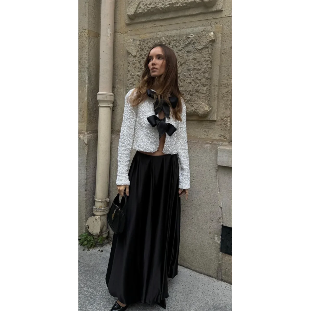 Faionable noeud décoré inje ort vêtements d'extérieur amples femmes nouveauté saison d'automne manteau chaud en Fiber de Polyester