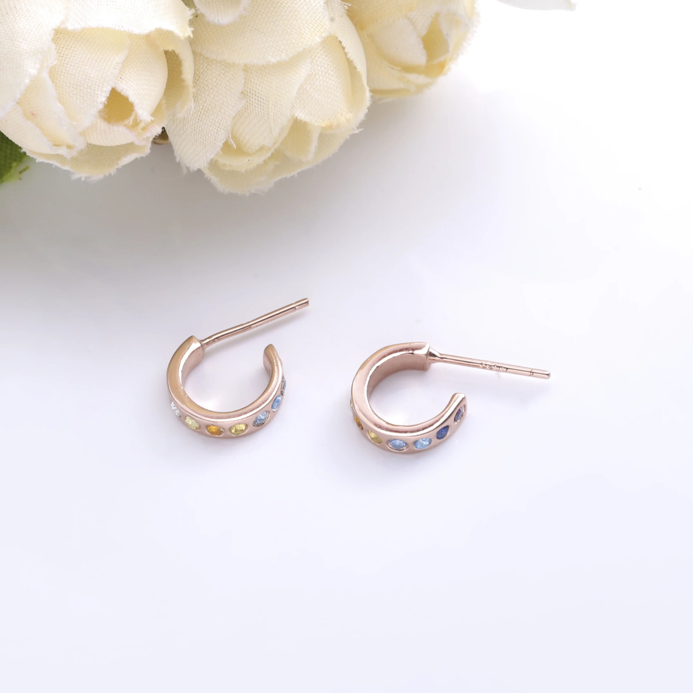 SHADOWHUNTERS 925 فضة قوس قزح وأقراط الوردي الملونة حجر للنساء جودة عالية فضة 925 مجوهرات #2