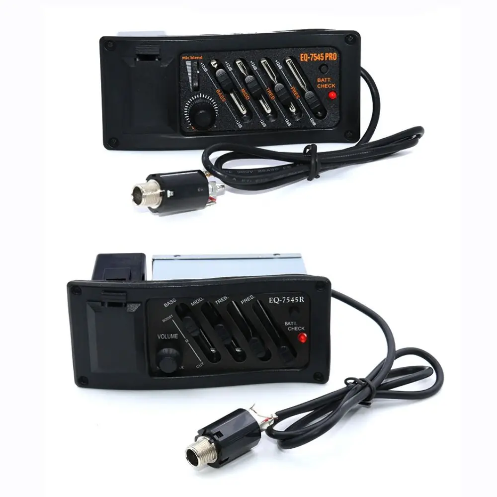 New 4 Band Guitar Pickup EQ 7545R Equalizer Tuner Acoustic Guitar Preamp Amplifier Adjustable Guitar Accessory EQ Equalizer