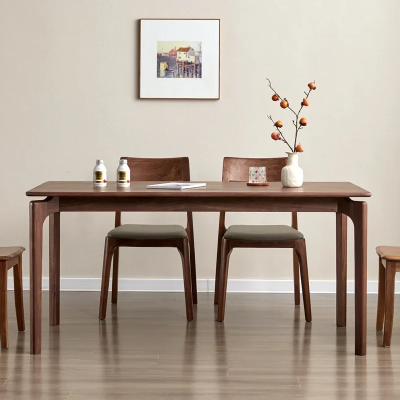 North American black walnut dining table pure solid wood Nordic rectangular table and chair combination