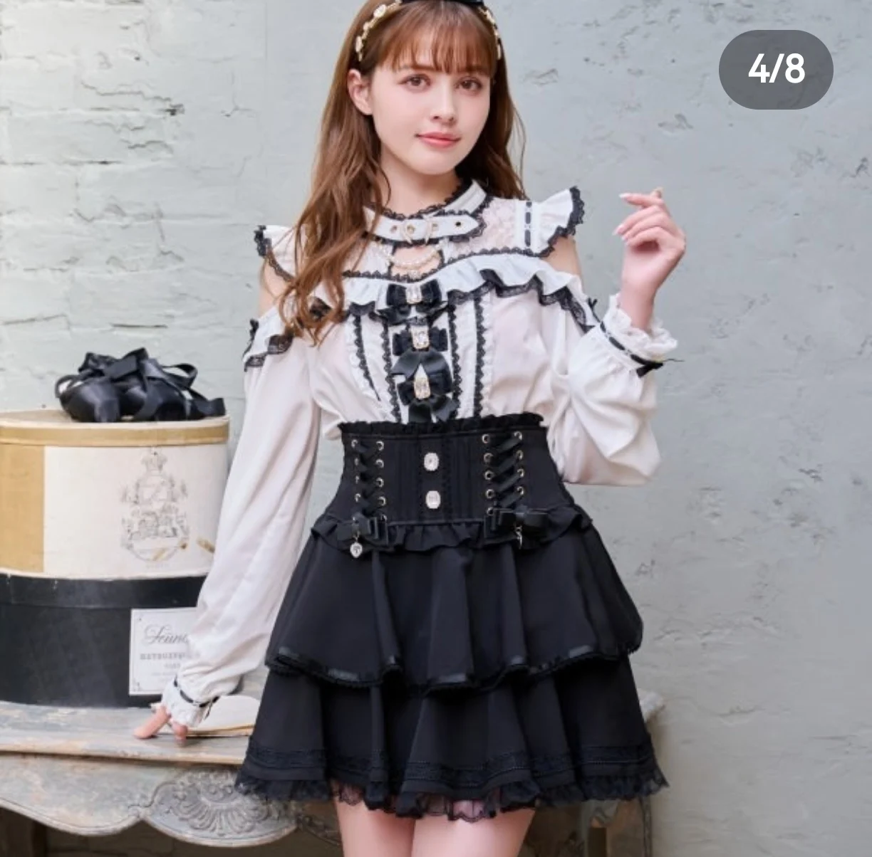 ليز قميص الفتيات اليابانية الحلو لطيف القوس اللؤلؤ سلسلة لوليتا بلوزات طويلة الأكمام المرأة الحلو خارج الكتف Blusas De Mujer #4