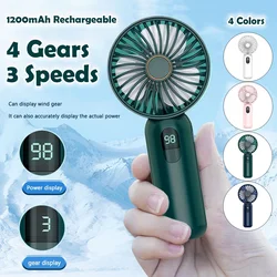 Mini ventilador de bolsillo con pantalla Digital, dispositivo eléctrico pequeño de mano, USB, 1200 Mah, ideal para estudiantes