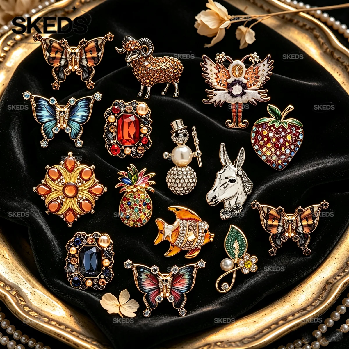 Vintage Collectible Pins - Коллекция роскошных винтажных брошей SKEDS с