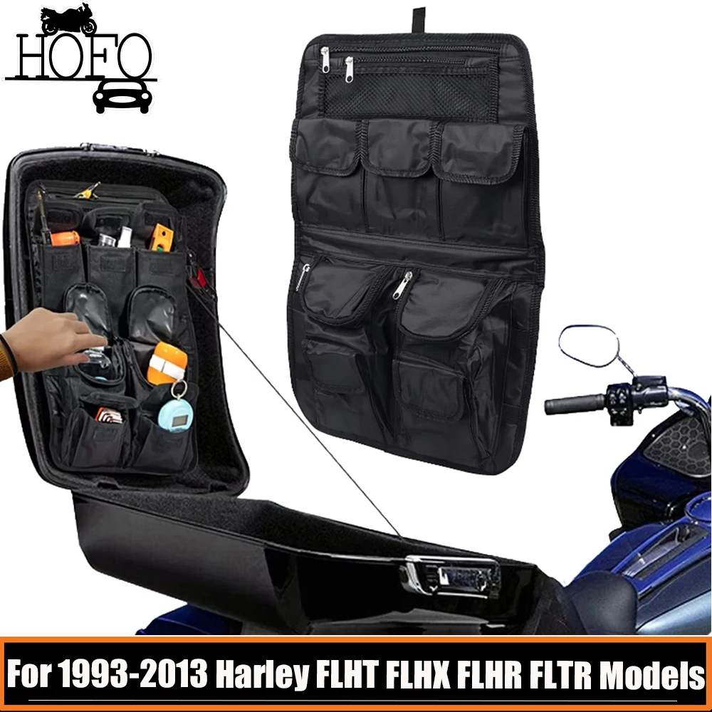 Motorcycle Saddle Bags Tour Pak Pack Lid Organizer Pouch For 1993-2013 Harley FLHT FLHX FLHR FLTR Models King Ultra