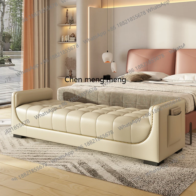 Light luxury modern bedside stool Italian bed front couch master bedroom cloakroom shoe changing stool gray buckle sofa bench