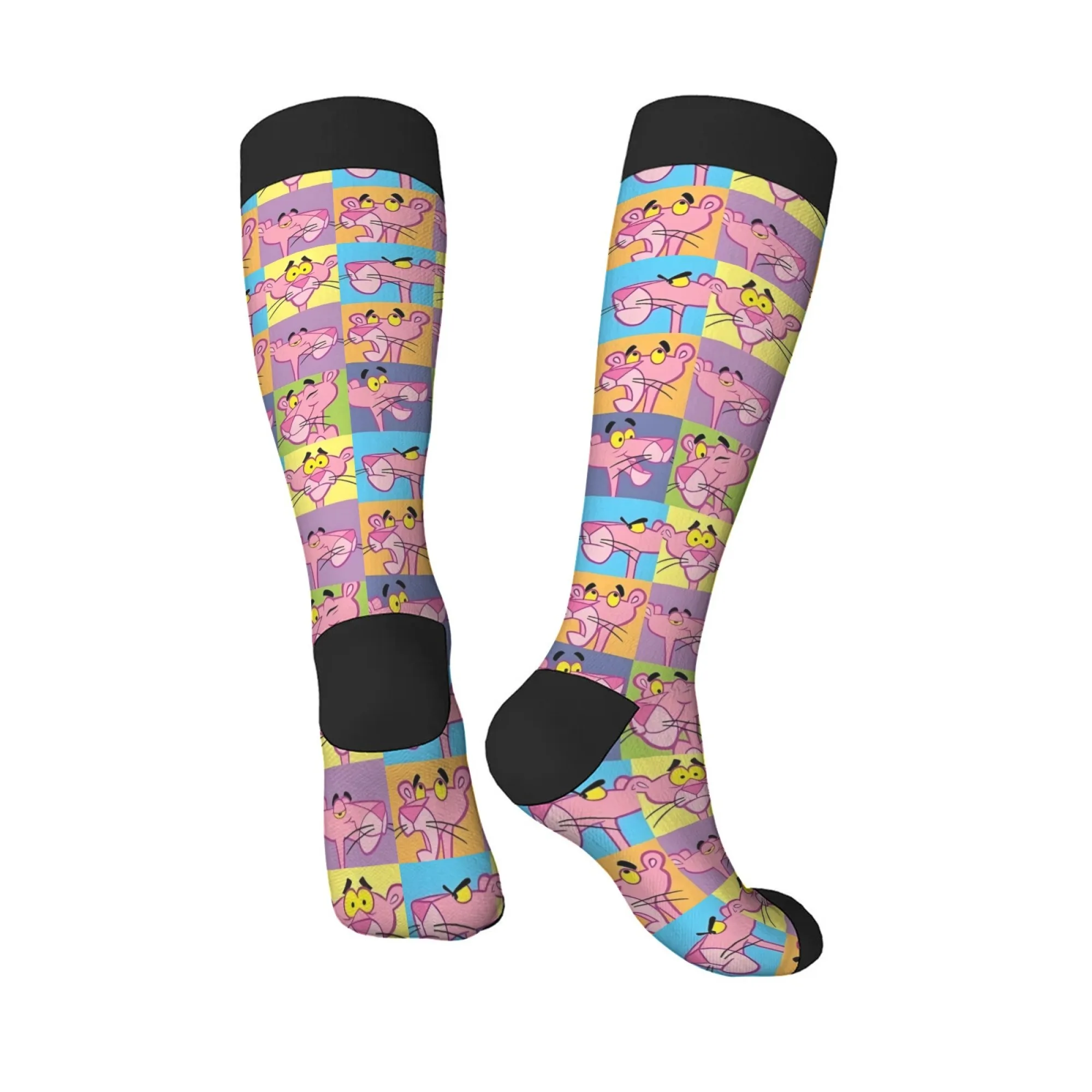 พิงค์แพนเตอร์พิมพ์ถุงเท้าผู้ชายสบายอุ่นกันลื่นถุงเท้าลำลองแปลกใหม่ฮาราจูกุย้อนยุคสตรีทฮิปฮอปถุงเท้าลูกเรือของขวัญสนุก