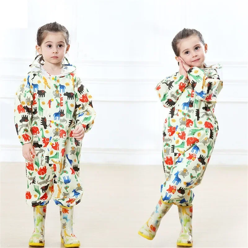 Children\'s Raincoats Fashion Print Desing Waterproof Jumpsuit Kids Rain Pants For Baby Boys Girls 2-10 Y Overalls FM003