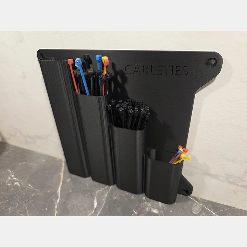 Wall Mounted Zip Tie Storage Box Metal Wire Rope Organizer Black Plastic 4 Grids Zip Tie Storage Rack Home Accessories