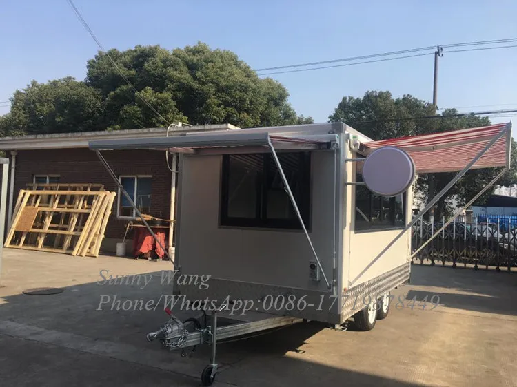 3/4/5M American Best Sell Enclosed Food Trailer Mobile Truck Kitchen Snack Coffee Hot Dog Ice Cream Vending Cart With Windows