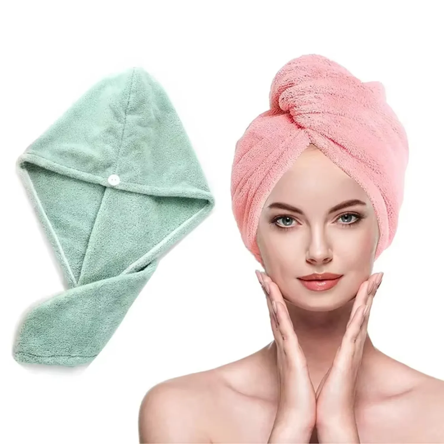 Women Hair Drying Hat Quick-dry Microfiber Hair Towel  Hat Bath Hat Solid Towel  Super Absorption Turban Hair Dry Cleaning Towel