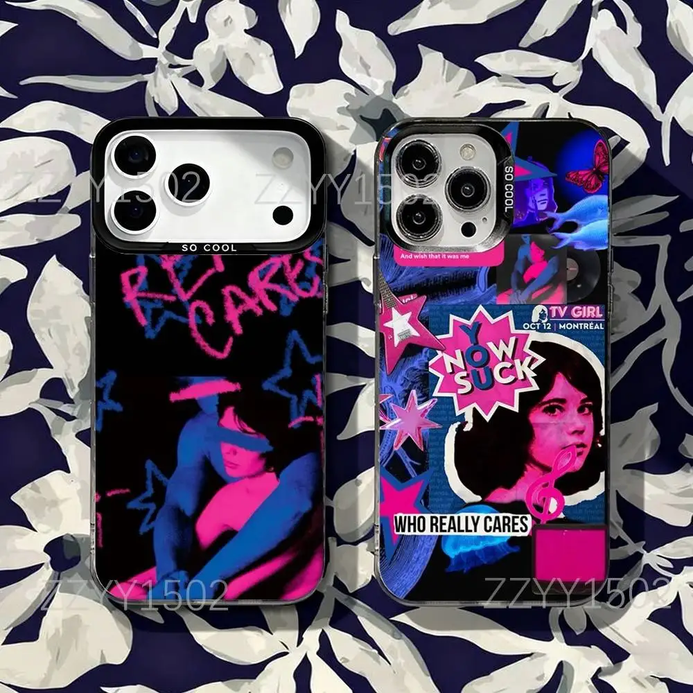 

T-TV Girl Band Phone Case For iPhone 17,16,15,14,13,12,X,8,Pro,Max,Plus,SE4,Air,Mini HD Black IMD Matte