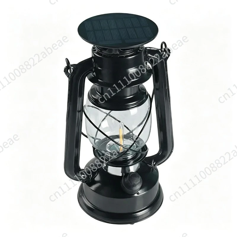 New LED Solar Iron Shell Antique Horse Light IP55 Outdoor Waterproof Courtyard Camping Classical Atmosphere Lighting Fixture