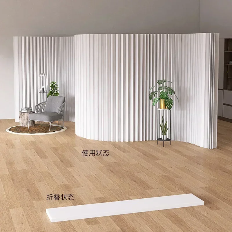 Home Decor White Folding Organ Paper Wall Removable Screens & Room Dividers For Office Porch Partition
