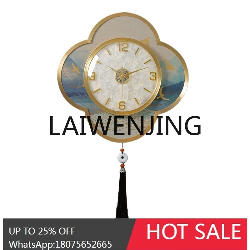 2024 New Chinese Style High Sense Shell Decoration Light Luxury Creative Upscale Clock Atmospheric Living Room Clock