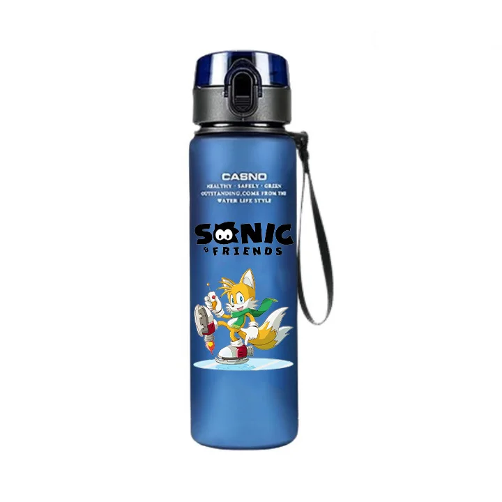 Sonic The Hedgehog 560ML Water Cup Large Capacity Portable Blue Black Plastic Cartoon Cycling Sports Drinking Bottle Gifts