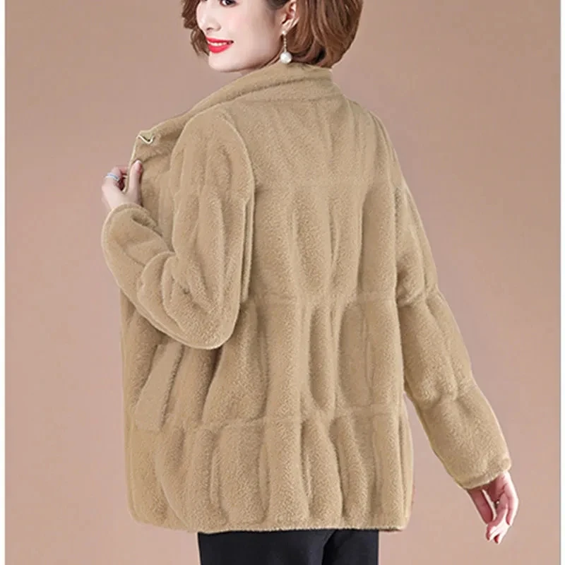 Imitazione visone velluto maglione cappotto per le donne autunno inverno addensare Cardigan maglione femminile morbido caldo giacca lavorata a