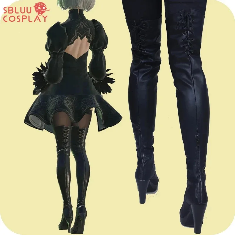 dd12SBluuCosplay Game NieR Automata 2B Cosplay Shoes PU Leather Boots