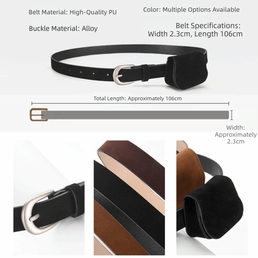 العصرية دبوس مشبك الجلد المدبوغ حزام خصر تصميم فاخر تنوعا الخصر حقيبة حزام جلد النساء حزام الملابس الجينز الديكور #6