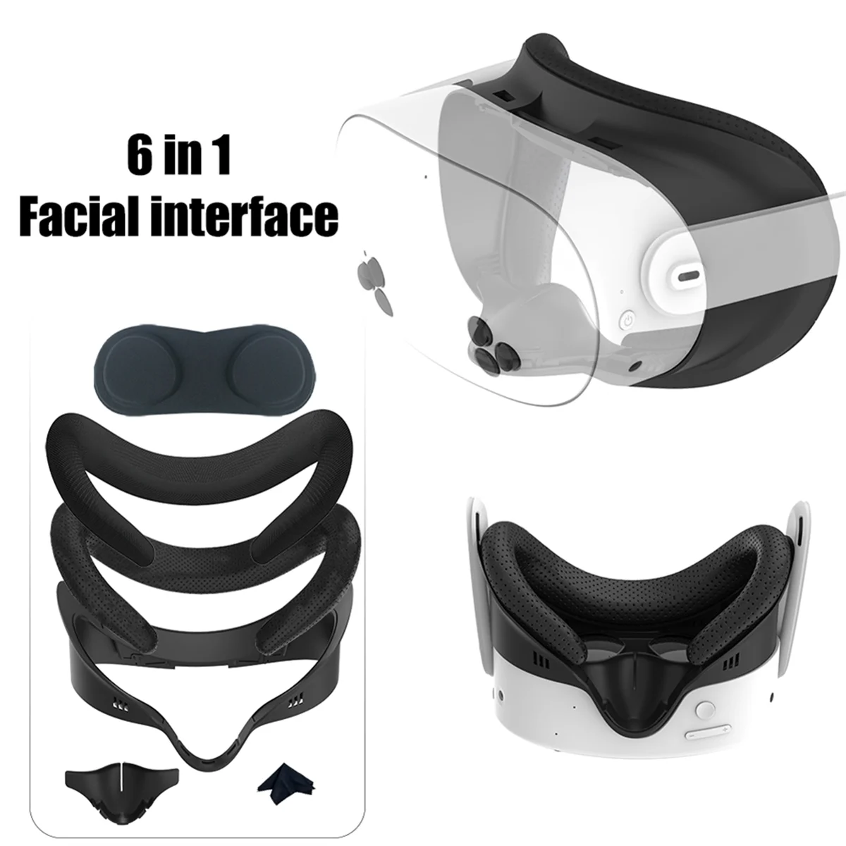 For Oculus Meta Quest 3S Face Mask 6 In1 Replacement Mask Anti-Leakage Widen Replacement Face Cover for VR Accessories