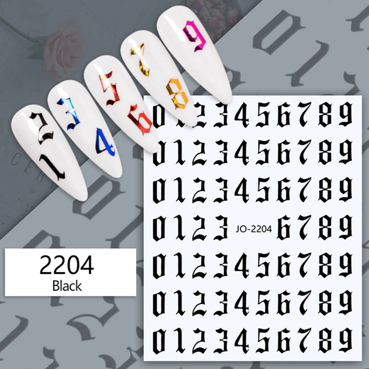 Colour Number Design Nail Stickers 12 Colors Arabic Numerals Nail Art Decoration Decals