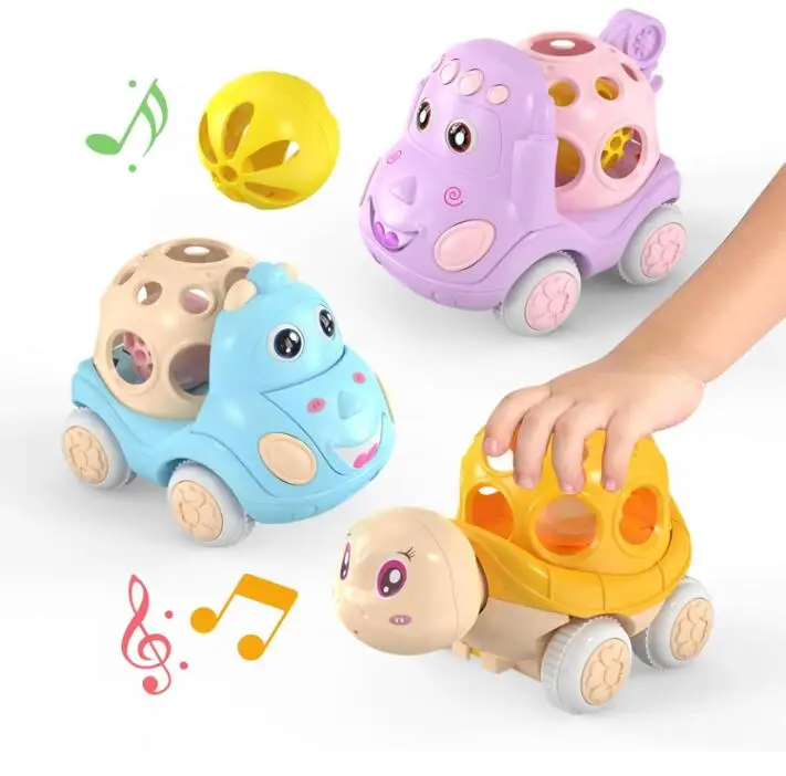 Baby Car Toys for 1 Year Old Girl Boy Pink Rattle Push Cars and Go Friction Powered Cars Soft Rattles For Babies Birthday Gifts