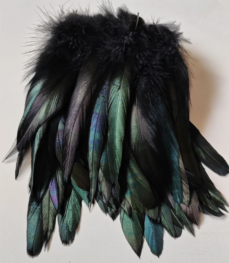 200Pcs Black Half Bronze Saddle Badger Rooster Feathers,6-8in (15-20cm),Natural Craft Feathers for Millinery,DIY Crafts,Collecti