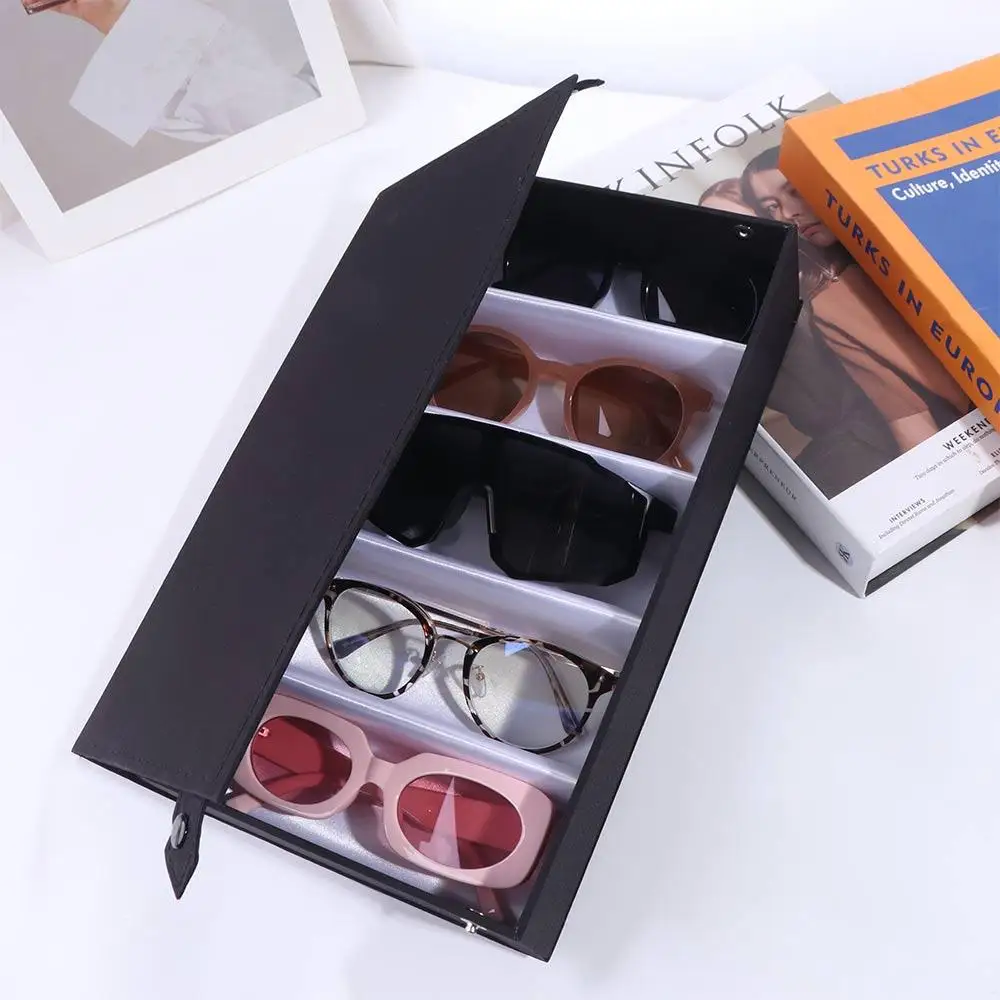Simple 5/8/15 Slot PU Glasses Case Eyewear Holder Jewelry Organizer Sunglasses Box Grids Jewelry Display Box Multiple