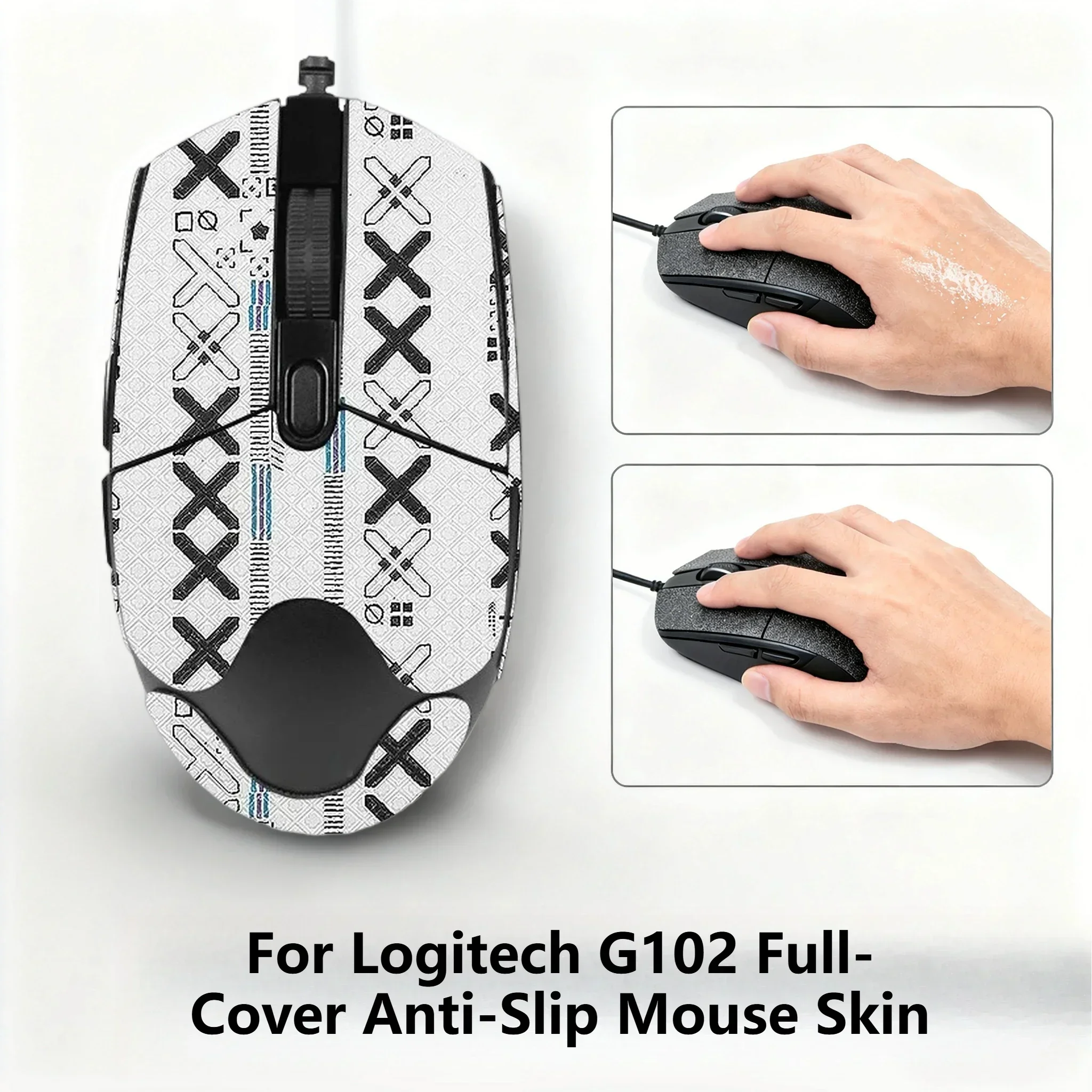 

For Logitech G102 Mouse， Full-Cover Anti-Slip Skin， Sweat-Absorbent Waterproof Wear-Resistant Grip Pad