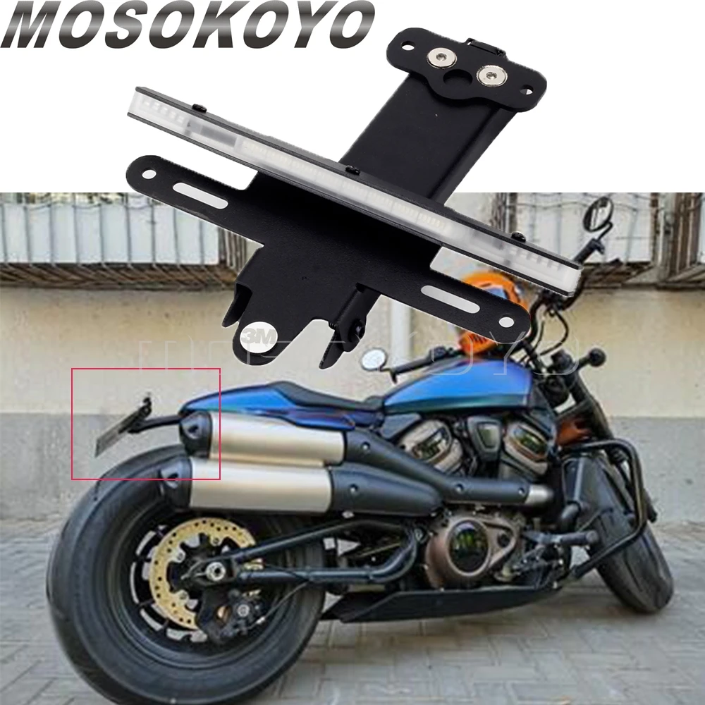 Tail Tidy Fender Eliminator For Harley Sportster S 2021-2022 Motorcycle License Plate Holder Frame LED Light Turn Signals Lights