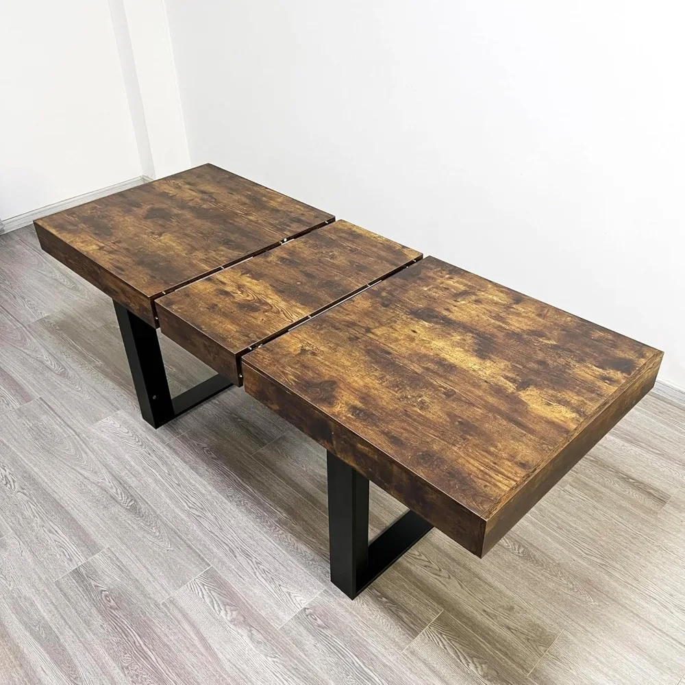 62.99"-78.7" Extendable Dining Room Table for 6 8 10, Modern Farmhouse Wooden Kitchen Expanding Table, Long Large Expandable Din