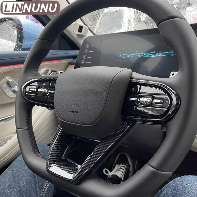 LINNUNU Car steering wheel decorative sticker cover for chery omoda 5 2024 2025 Carbon fiber pattern Car interior accessories