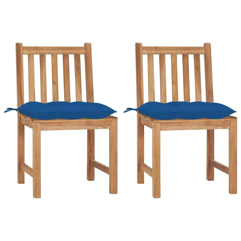 

Teak Wood Patio Chair Set of 2 Durable Solid Outdoor Furniture Comfortable Seating