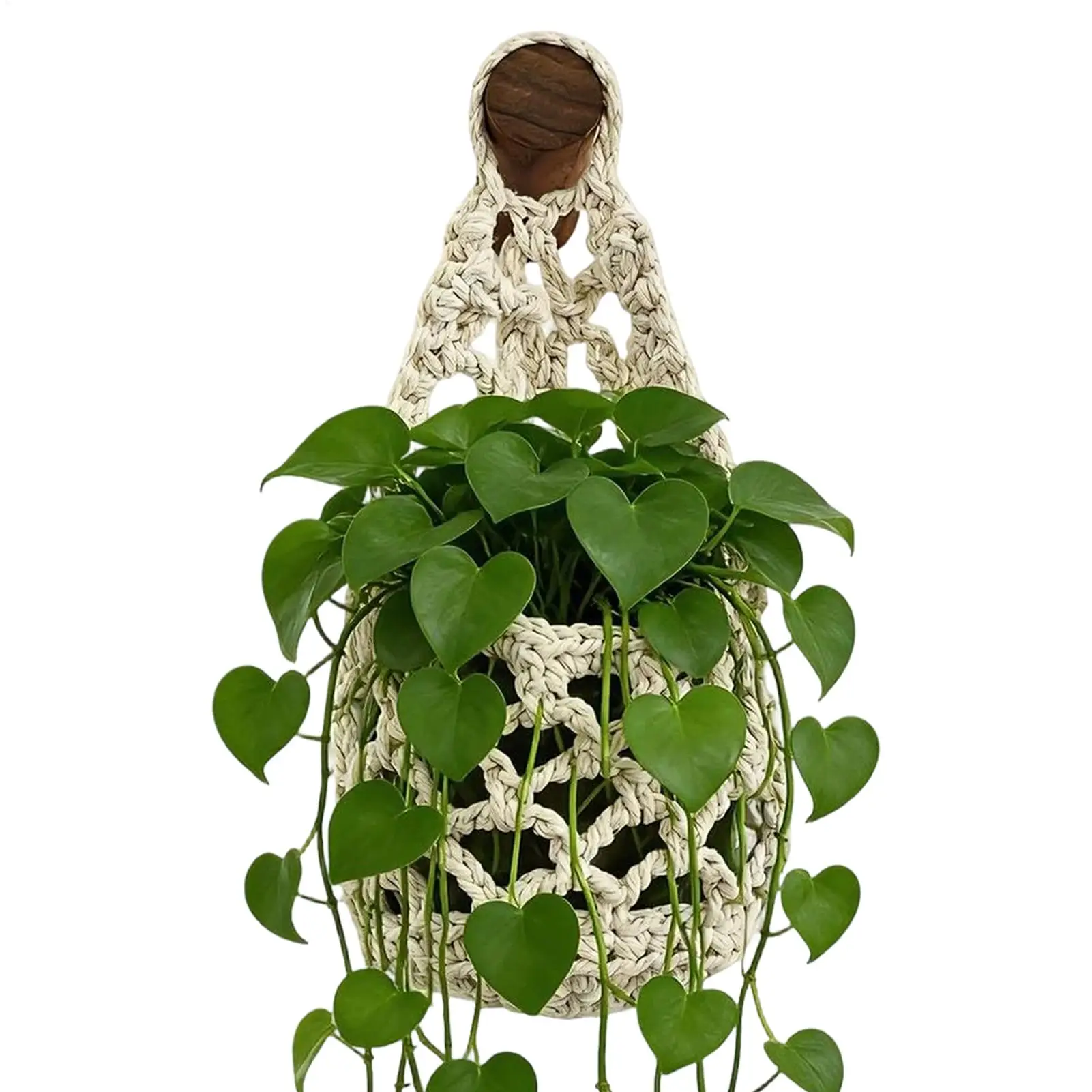 Boho Macrame Plant HangerBasket for Succulents Cotton Rope Woven Hanging Basket with Net Pouch Home Decoration Organizer