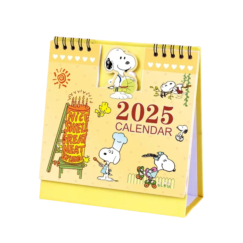 Snoopy 2025 Calendar Cute Cartoon Desk Calendar Standing Flip Desktop for Planning Organizing Daily Monthly Schedule Stationery