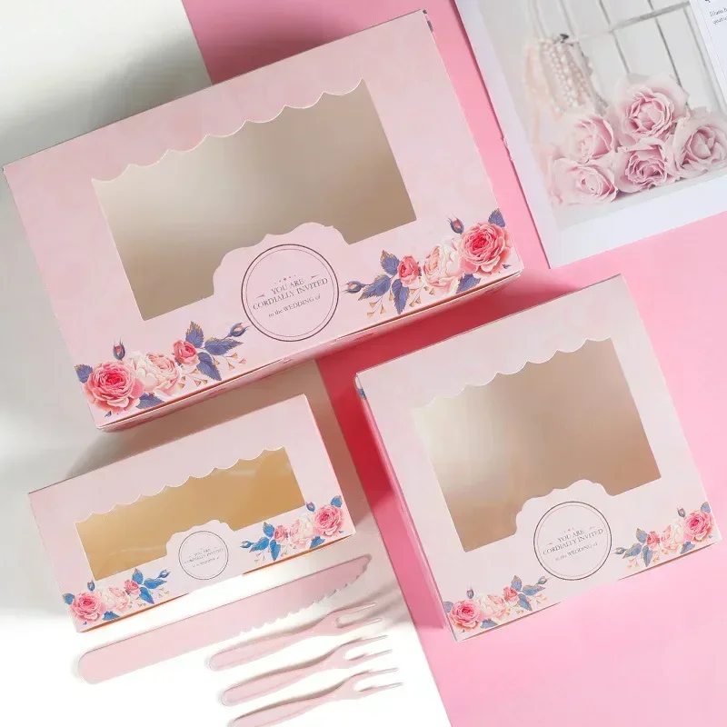 10 adet Mini Mooncake kağıt hediye kutusu şeffaf pencere şeker ve tatlılar kek kutusu düğün iyilik Navidad hediye paketleme ev için