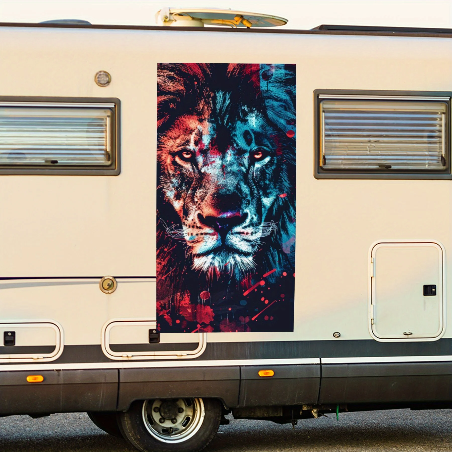 

Красочная наклейка со львом, виниловая наклейка для двери автомобиля на колесах, водонепроницаемые самоклеящиеся виниловые наклейки для хвоста и бампера автомобиля, декабрь