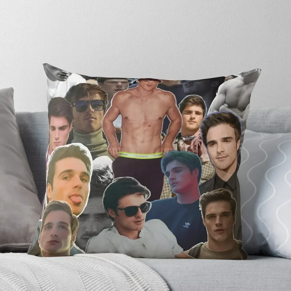 Jacob Elordi Collage Throw Pillow Sofa Covers anime girl Pillow