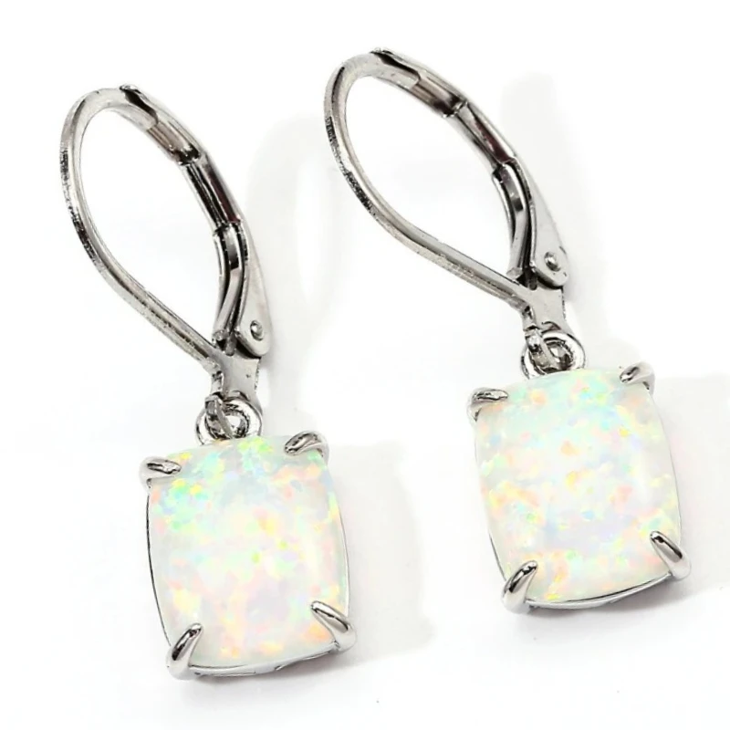 Commuting Simple Multi-color Australian Treasure Niche Design Elegant Women's Earrings Oval Square High-end Zircon Accessories
