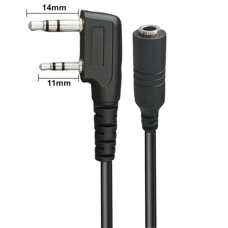 Interphone 2Pin K-Head to 3.5mm Female Single Hole Headphone Cable Speaker Microphone Headphone Adapter Cable 25cm