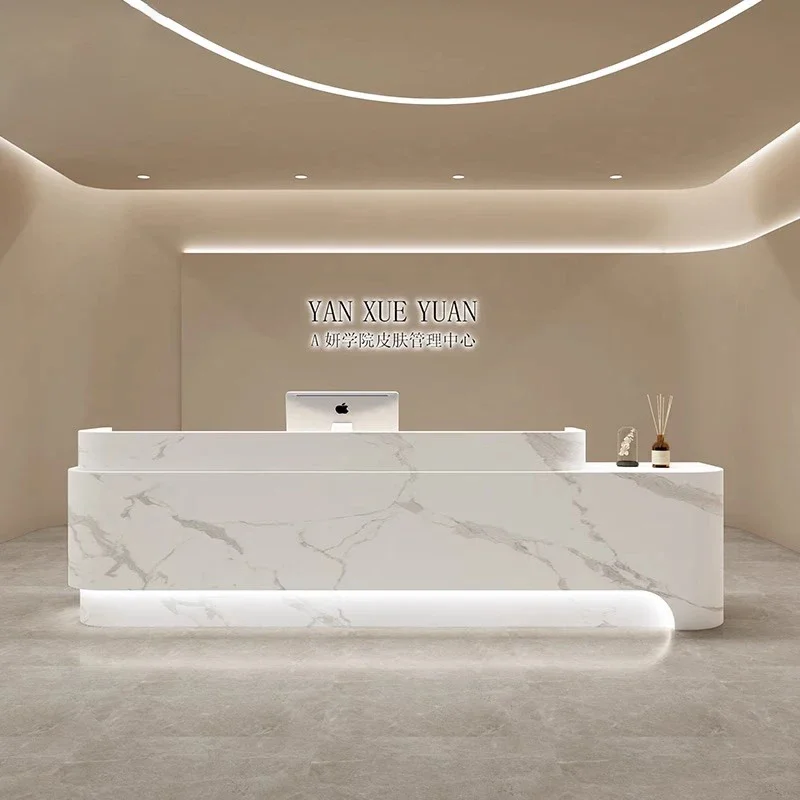 Checkout Counter Minimalist Furniture Receptionist Front Desk Salon Luxurious Office Grocery Store Modern Luxury Beauty Help