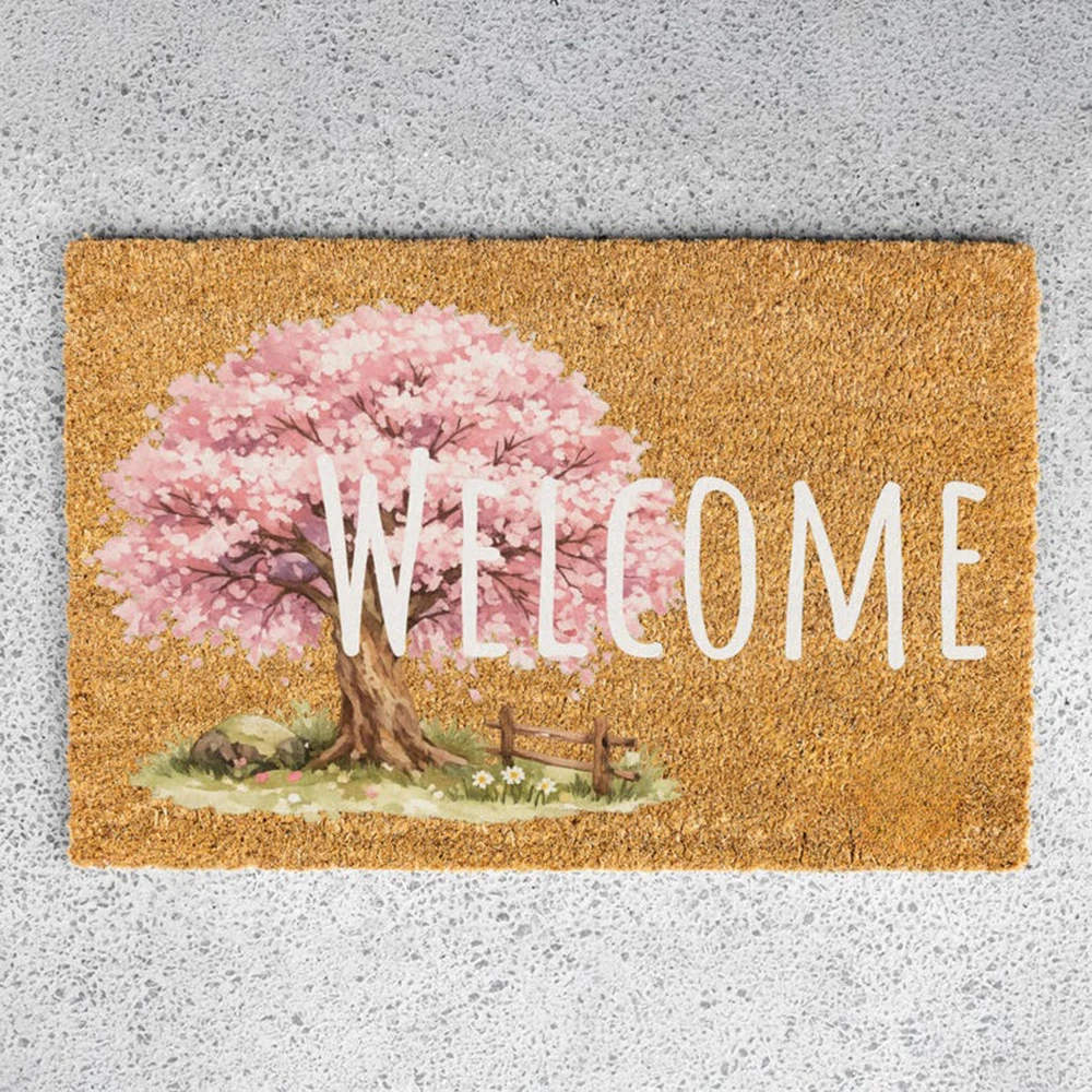 

Cherry Blossom Welcome Doormat Aesthetic Japanese Sakura Pink Tree Spring Decor Home Floral Decor Outdoor Indoor Cozy Gift