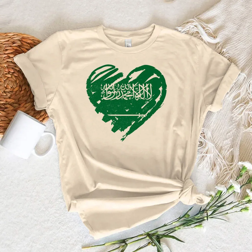 Saudi National Day top women elegant youthful crew neck t shirt female streetwear clothes