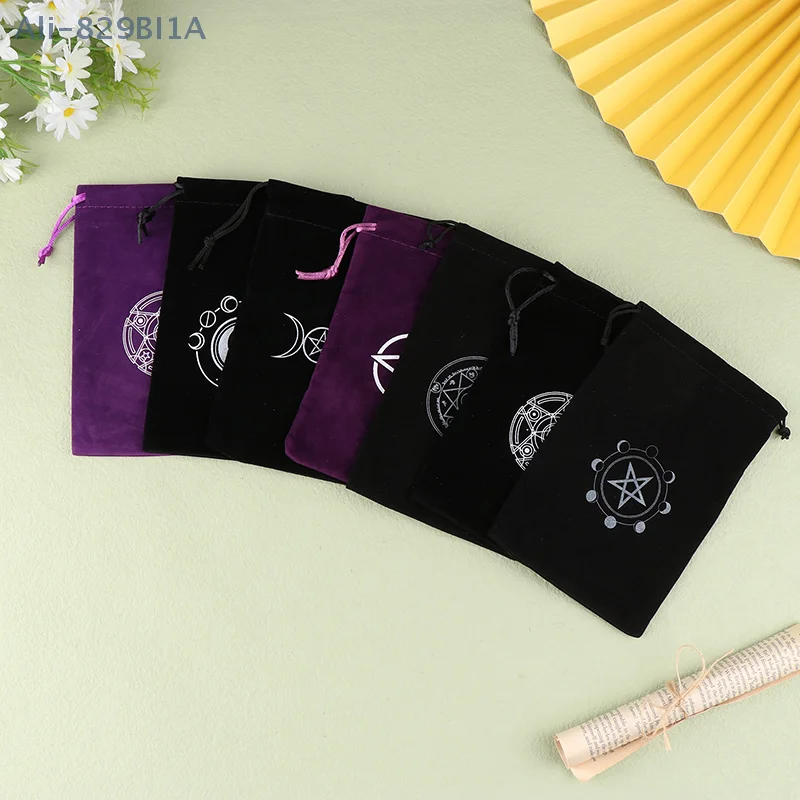 1Pc Jewelry Dice Bag Drawstring Pouch Velvet Tarots Oracle Cards Storage Bag Runes Constellation Witch Divination Accessories