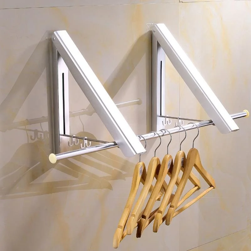 Space Aluminum Clothes Drying Rack Wall Mounted Retractable Invisible Storage Foldable Laundry Hanger for Hotel Use
