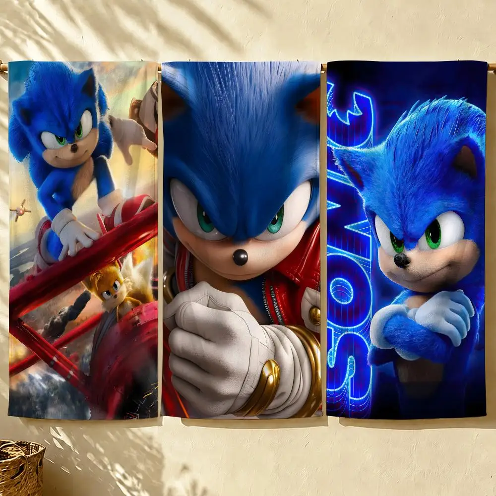 S-Sonic X-X Anime Towel Beach Towel Quick Dry Absorbent Bath Towel For Swimming Gym Camping Outdoor Sunbathing