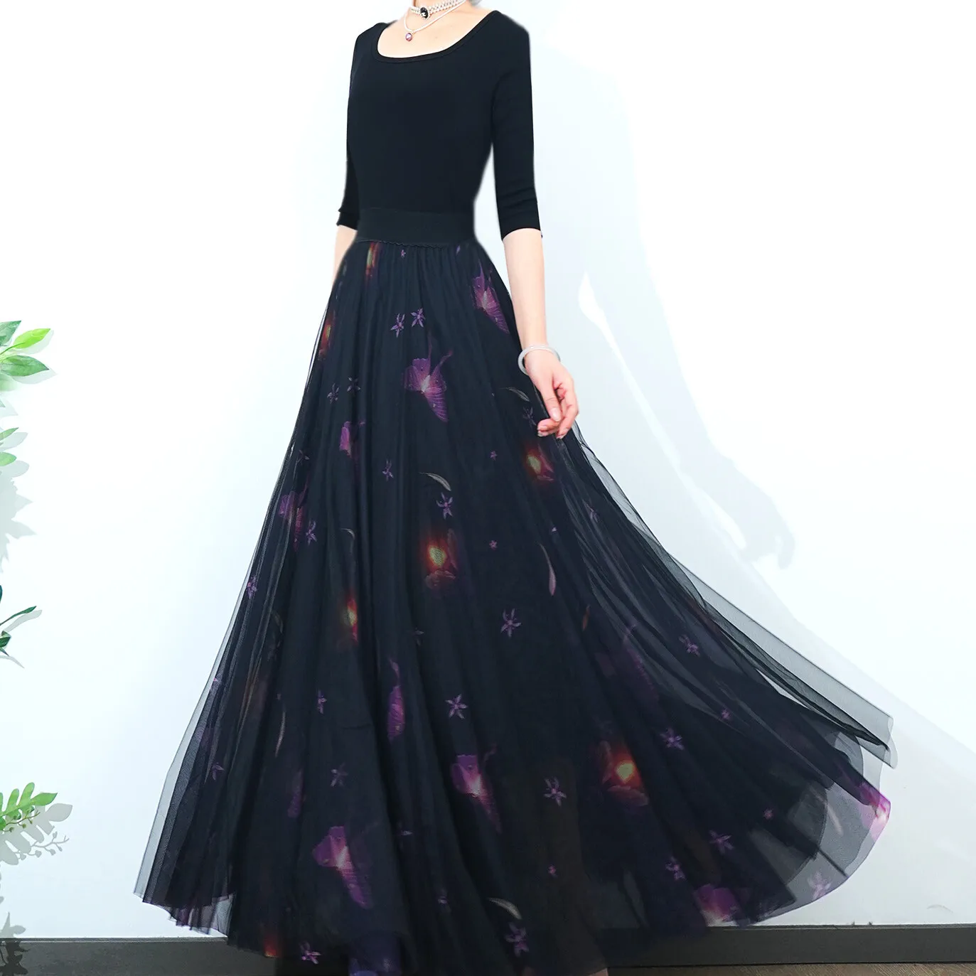 2024 Summer Mesh Leopard print Stripe Women's Elegant Woman Long Skirt , Print Women Skirts , Flowy Skirt Women , ladies skirt