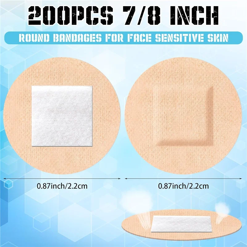 200Pcs Round Band Aid Skin Color Breathable Adhesive Bandages Multi-Purpose Waterproof Sticking Plaster for Wound Dressing Patch